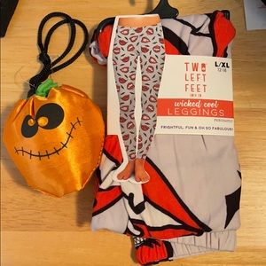 Two Left Feet Halloween Leggings and reusable tote